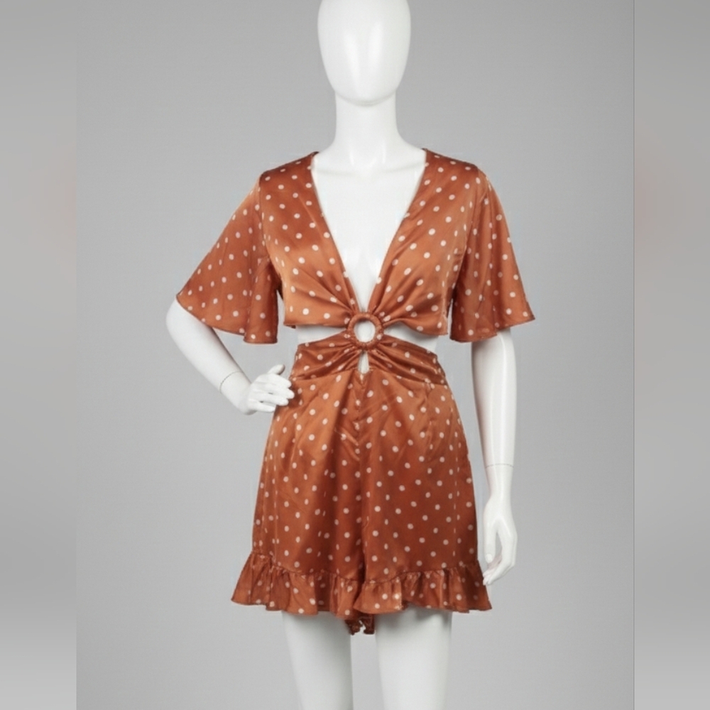 Polka Dot Orange Romper Shorts SZ 12 …